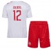 Maillot de foot Danemark Kasper Dolberg #12 Extérieur vêtements enfant Europe 2024 Manches Courtes (+ pantalon court)